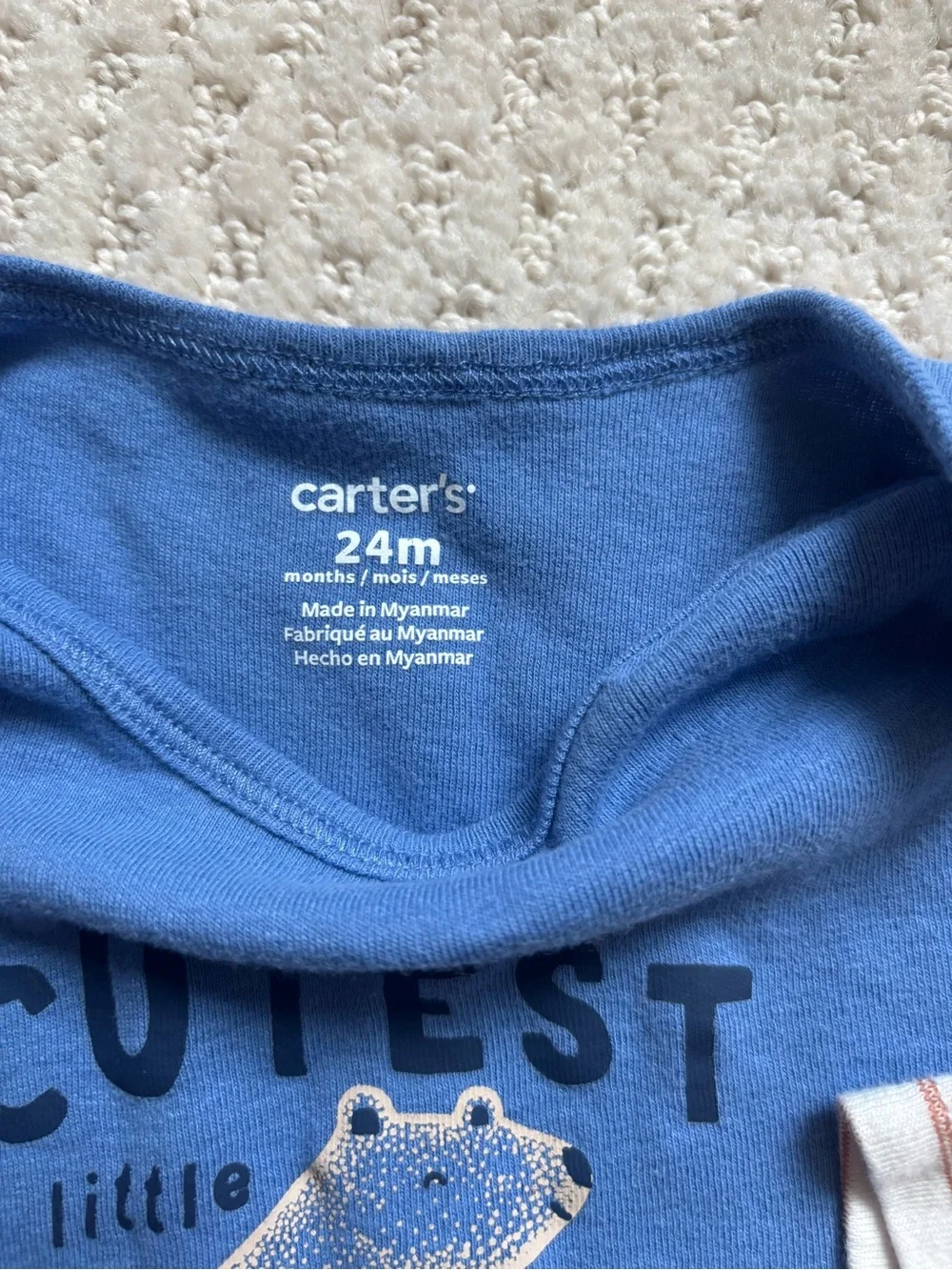 Carter's Blue 'Cutest Cuddler' & Cream-Striped Bodysuit Duo, Size 24m